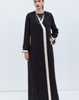 Black Jacquard Coat Abaya