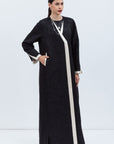 Black Jacquard Coat Abaya