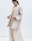 Straight Cut Kaftan in Ivory with Embroidered Center Front