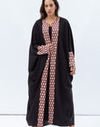 Butterfly Abaya in Black with Geometric Print