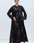 A-Cut Abaya in Printed Black and Silver