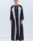 Black Abaya with White Silk Organza Detailing RTW