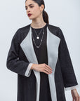 Black Abaya with White Silk Organza Detailing RTW