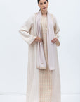 Straight Cut Kaftan in Ivory with Embroidered Center Front