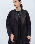 Black and Purple Abaya with Silk Organza Detailing RTW