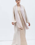 Straight Cut Kaftan in Ivory with Embroidered Center Front