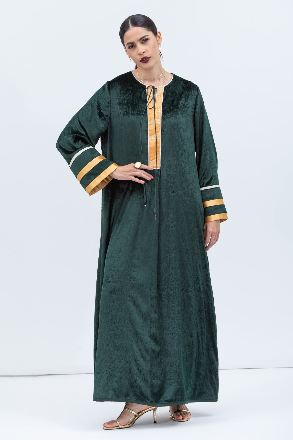 Velvet Kaftan in Rich Emerald Green RTW