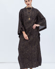 Textured Kaftan in Black - Gold