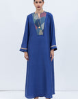 Straight Cut Silk Kaftan in Royal Blue