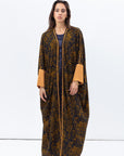 Butterfly Abaya in Black and Amber Pattern