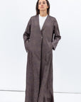 Textured Jacquard Abaya in Antique Grey
