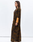 Butterfly Abaya in Black and Amber Pattern
