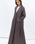 Textured Jacquard Abaya in Antique Grey