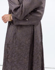 Textured Jacquard Abaya in Antique Grey