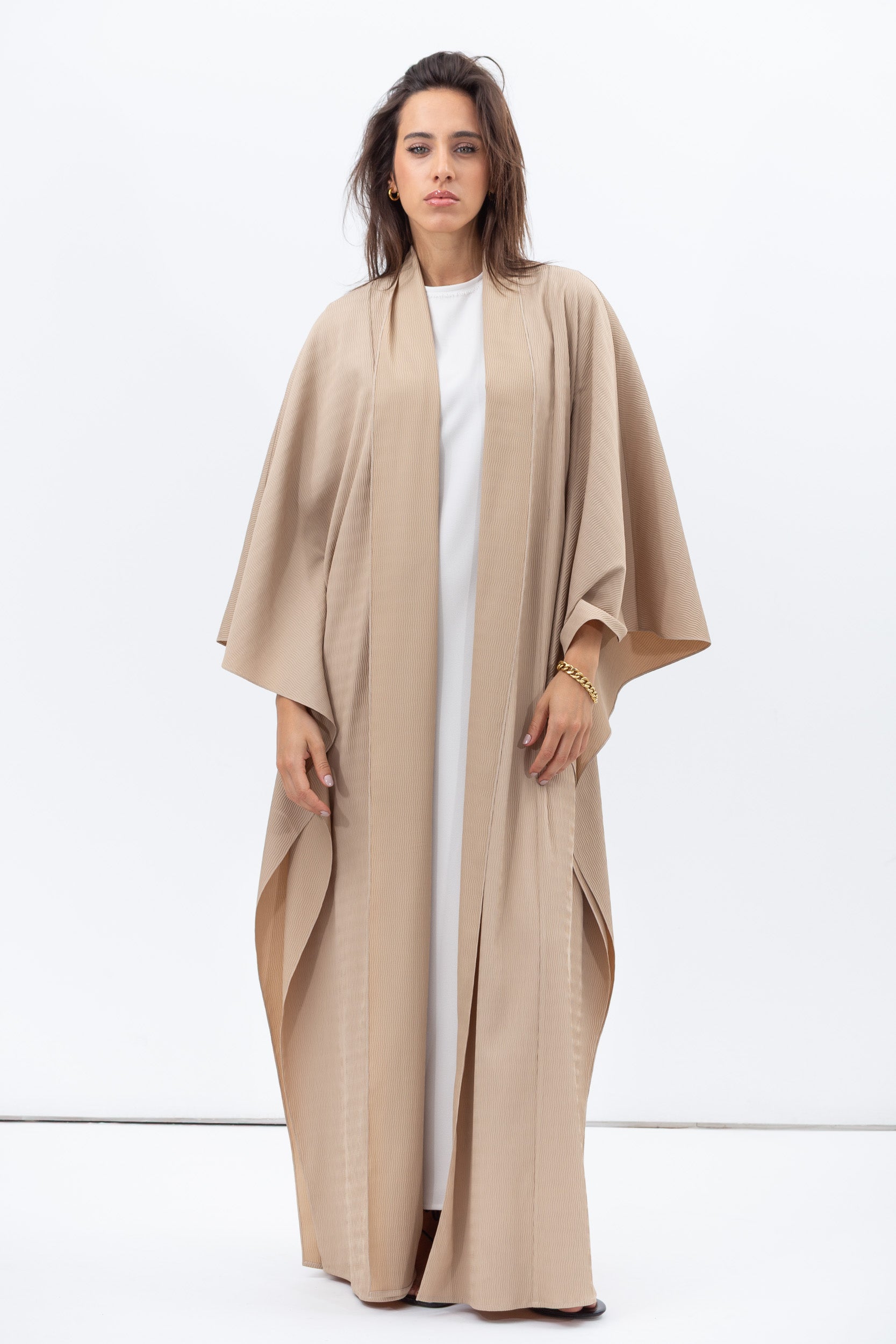 Flow Abaya in Textured Beige RTW