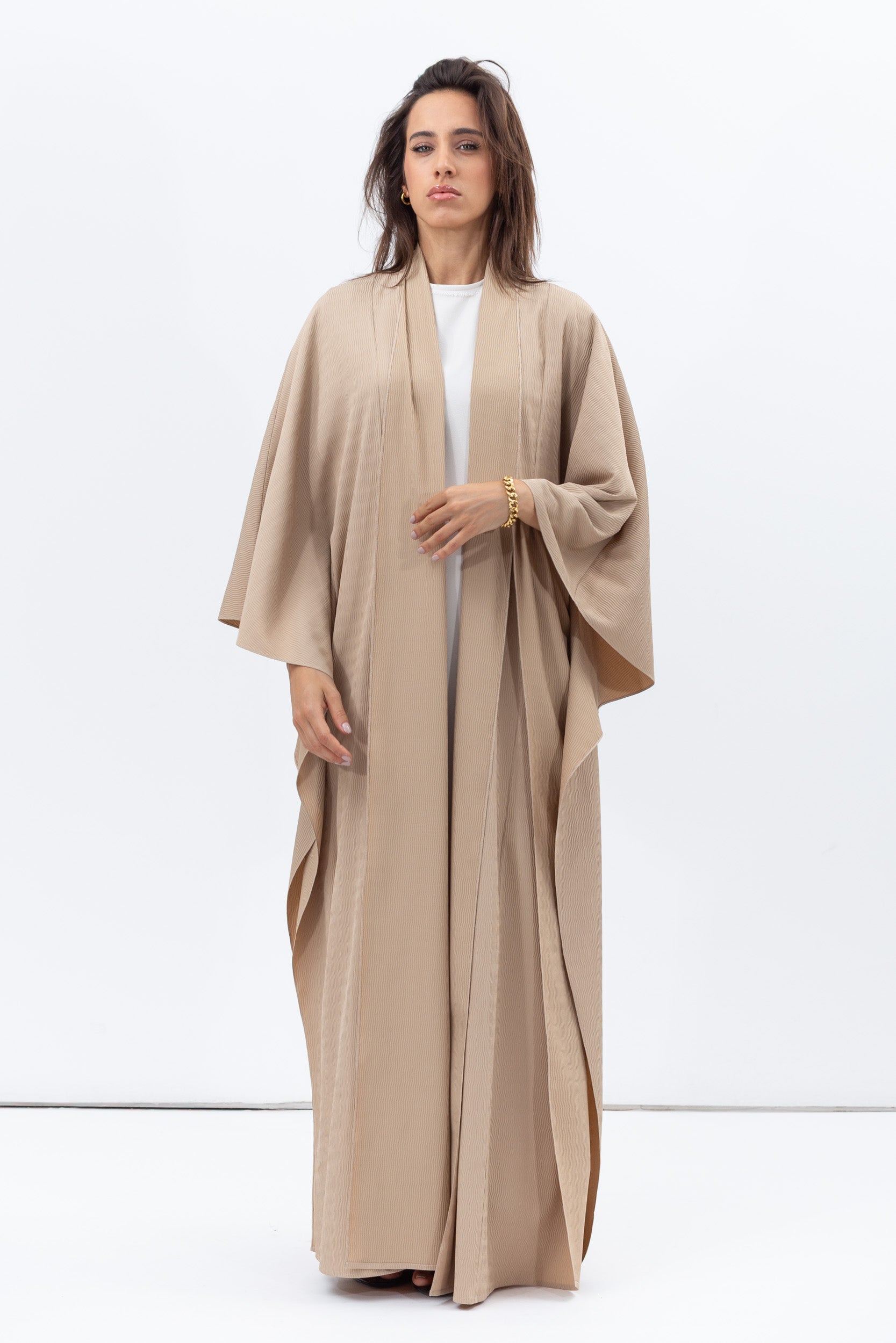Flow Abaya in Textured Beige RTW