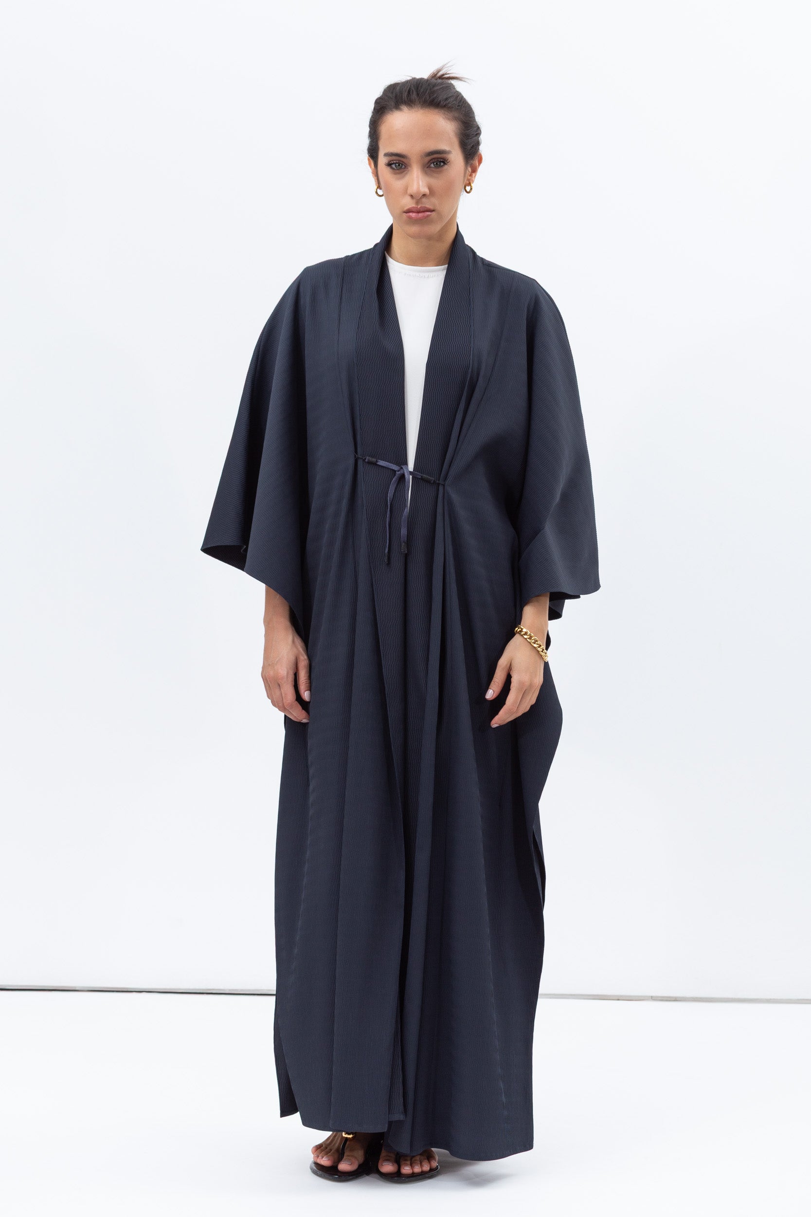 Flow Abaya in Textured Teal Blue RTW