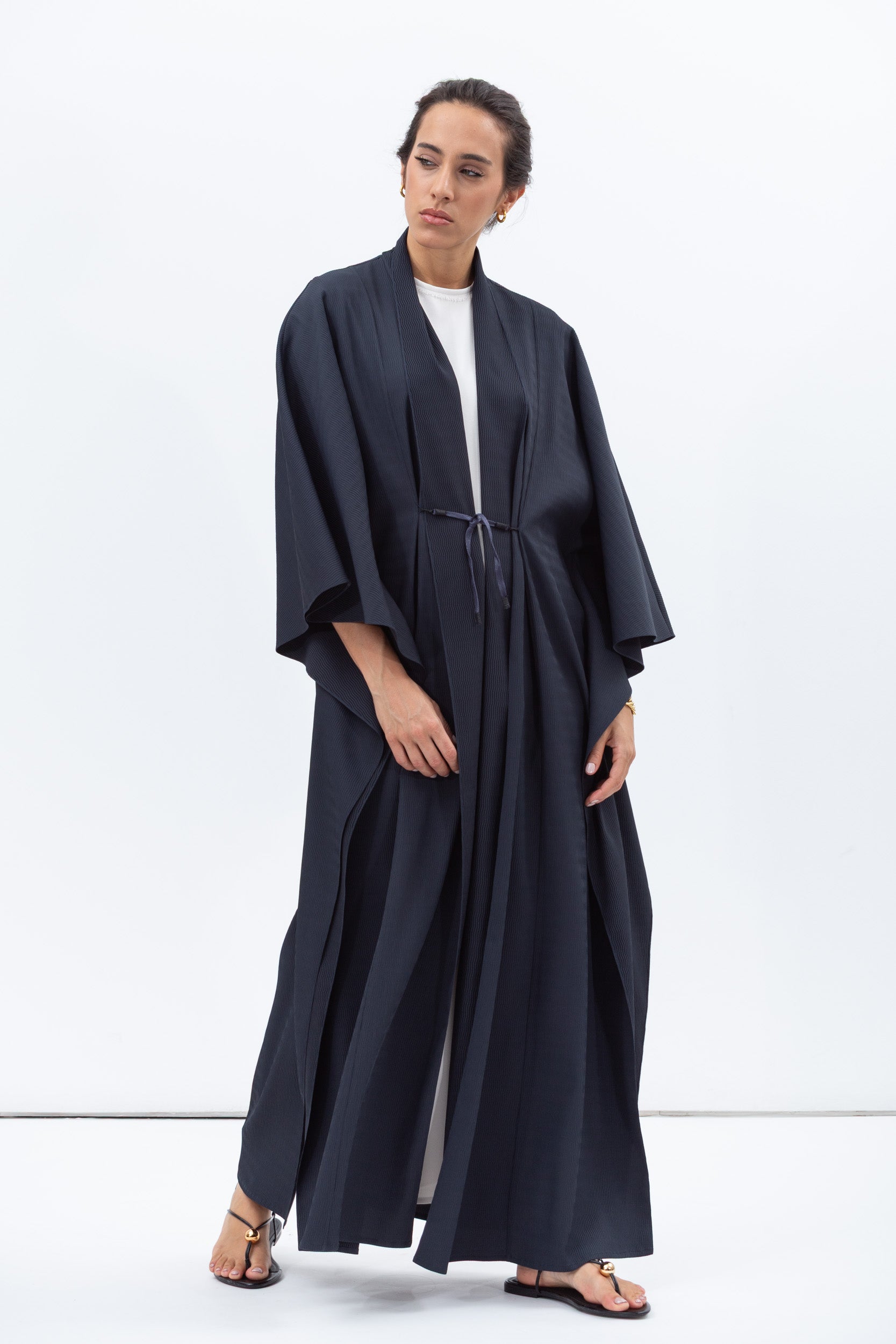 Flow Abaya in Textured Teal Blue RTW