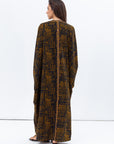 Butterfly Abaya in Black and Amber Pattern