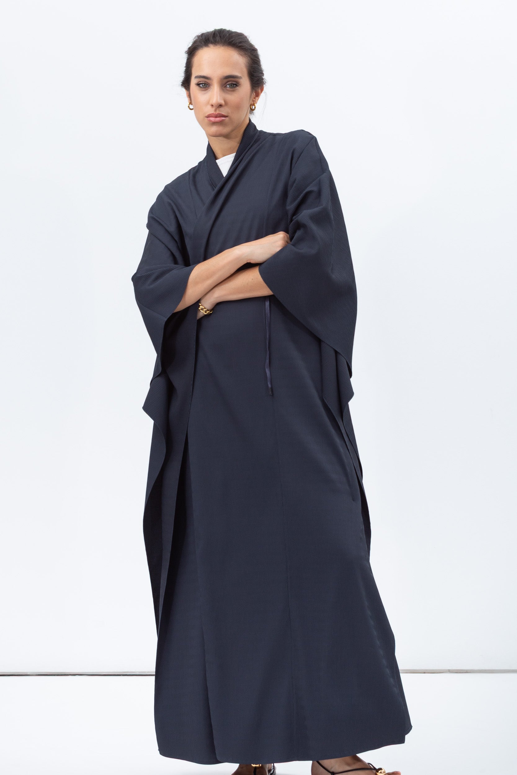 Flow Abaya in Textured Teal Blue RTW