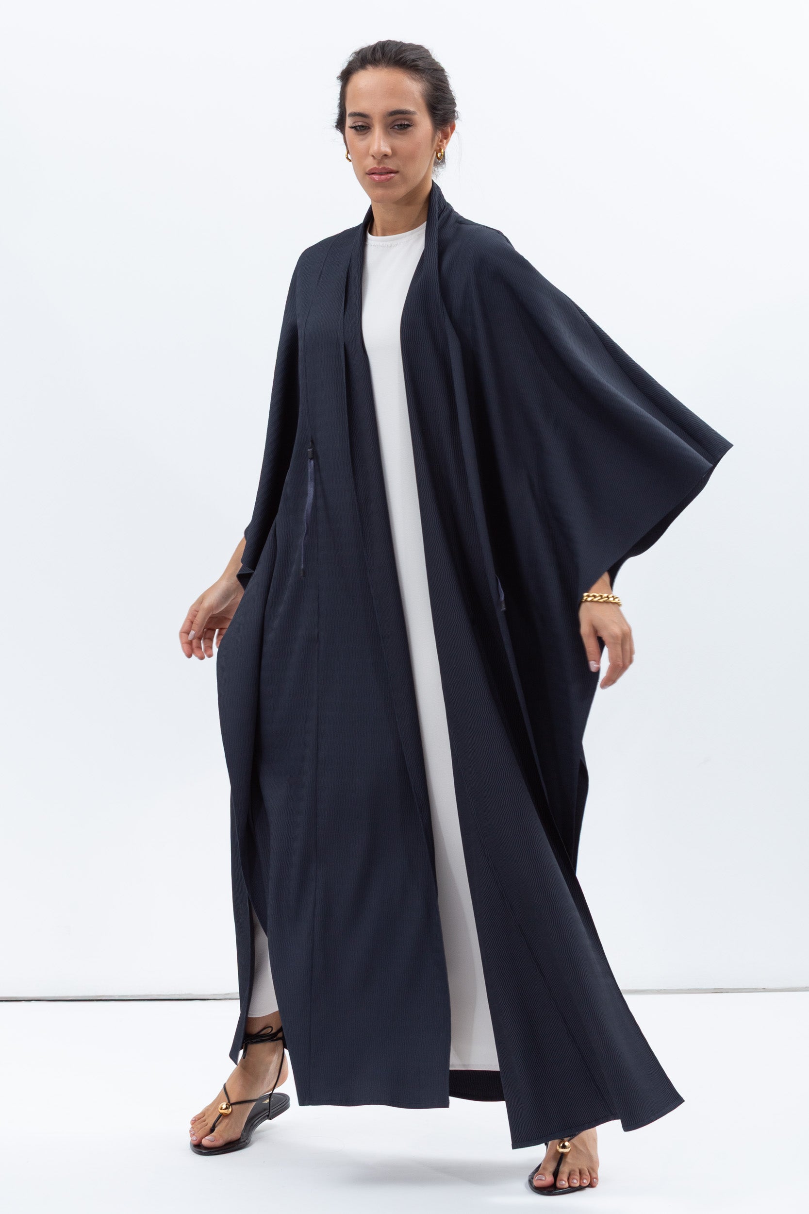 Flow Abaya in Textured Teal Blue RTW