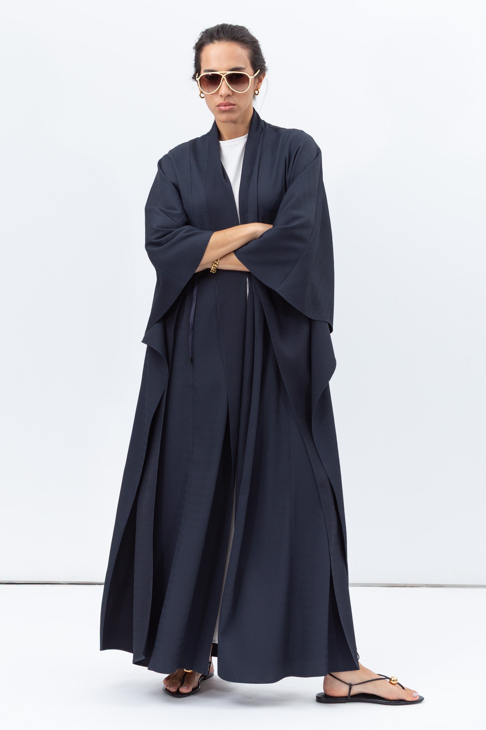 Flow Abaya in Textured Teal Blue RTW