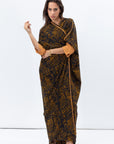 Butterfly Abaya in Black and Amber Pattern