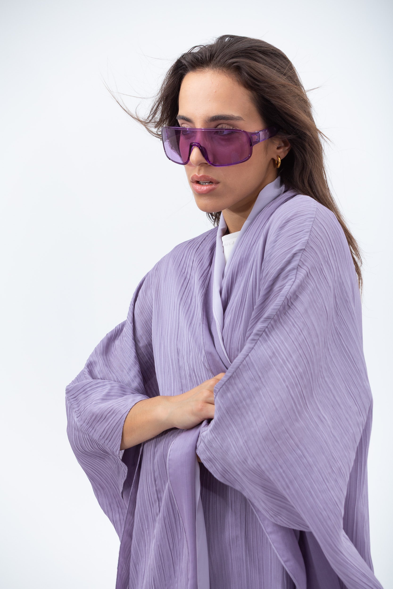 Two Layer Flow Abaya in Lavender
