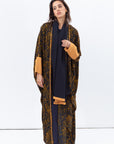 Butterfly Abaya in Black and Amber Pattern