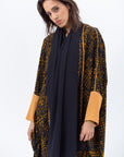 Butterfly Abaya in Black and Amber Pattern