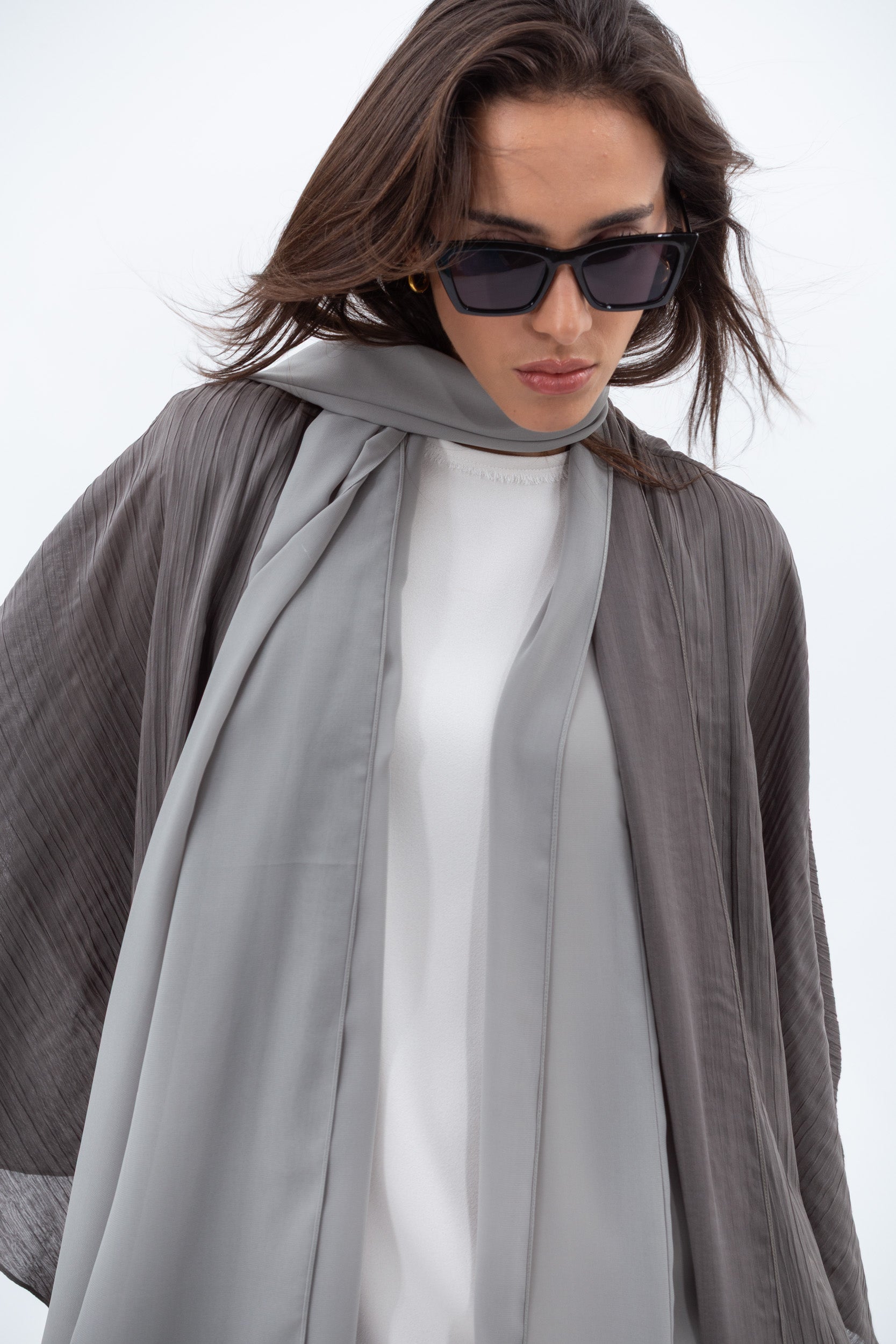 Two Layer Flow Abaya in Olive Green