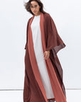 Two Layer Flow Abaya in Deep Rust