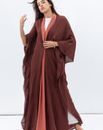 Two Layer Flow Abaya in Deep Rust