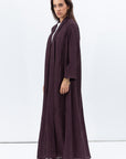 Shawl Lapel Abaya in Burgundy Brown RTW