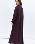 Shawl Lapel Abaya in Burgundy Brown RTW