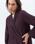Shawl Lapel Abaya in Burgundy Brown RTW