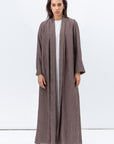 Shawl Lapel Abaya in Taupe Brown