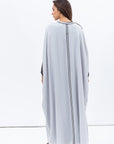 Butterfly Abaya in Light Grey with Dark Marble Detailing