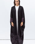 Butterfly Abaya in Black with Purple Print