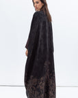 Butterfly Abaya in Black with Copper Print