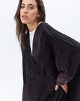 Butterfly Abaya in Black with Copper Print