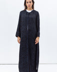 Structured Abaya in Black and Navy with Wave-line Neck RTW