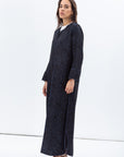 Structured Abaya in Black and Navy with Wave-line Neck RTW
