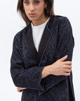 Structured Abaya in Black and Navy with Wave-line Neck RTW