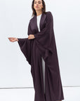 Flow Abaya with Satin Lapel in Deep Plum RTW