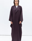 Flow Abaya with Satin Lapel in Deep Plum RTW