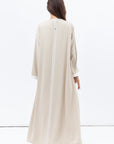 Front Closing Abaya in Cream with High V Neck