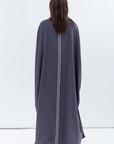 Butterfly Abaya in Blue Grey Shimmer with Grey Satin Detailing