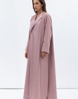 Straight Cut Abaya in Dusty Pink with Satin Lapel