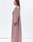 Straight Cut Abaya in Dusty Pink with Satin Lapel